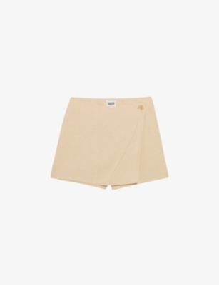 CLAUDIE PIERLOT: Wrap-around mid-rise woven mini skirt shorts