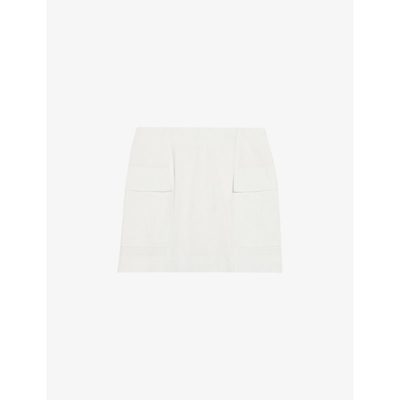 Shop Claudie Pierlot Women's Naturels Patch-pocket Stretch-cotton Mini Skirt