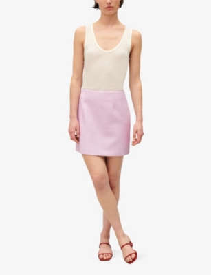Shop Claudie Pierlot Women's Violets Darted Straight-cut Tweed Mini Skirt