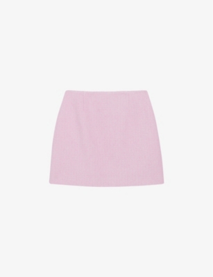 Shop Claudie Pierlot Women's Violets Darted Straight-cut Tweed Mini Skirt