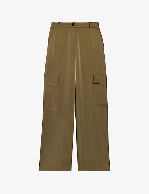 CLAUDIE PIERLOT: Straight-leg high-rise satin trousers