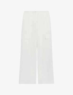 Shop Claudie Pierlot Women's Naturels Patch-pocket Straight-leg Mid-rise Stretch-cotton Trousers
