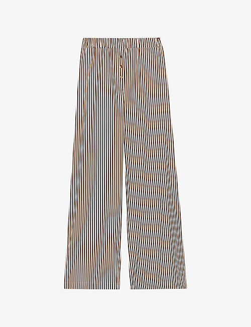 CLAUDIE PIERLOT: Stripe-print elasticated-waist wide-leg cotton trousers