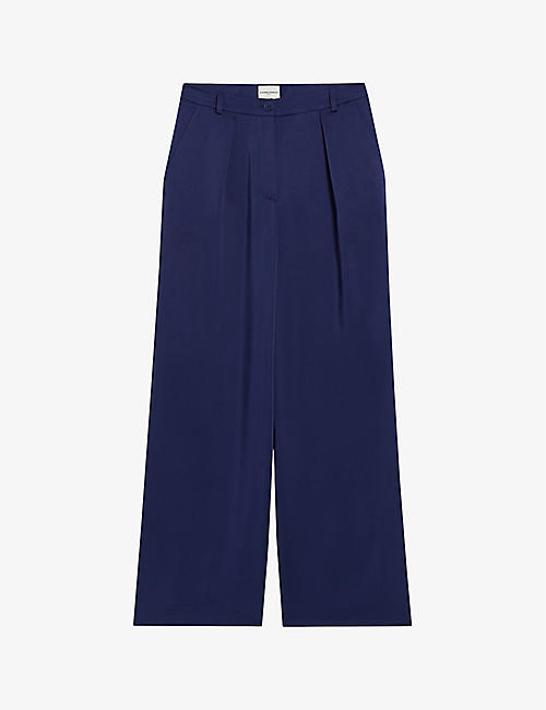 CLAUDIE PIERLOT: Pleated wide-leg mid-rise woven trousers