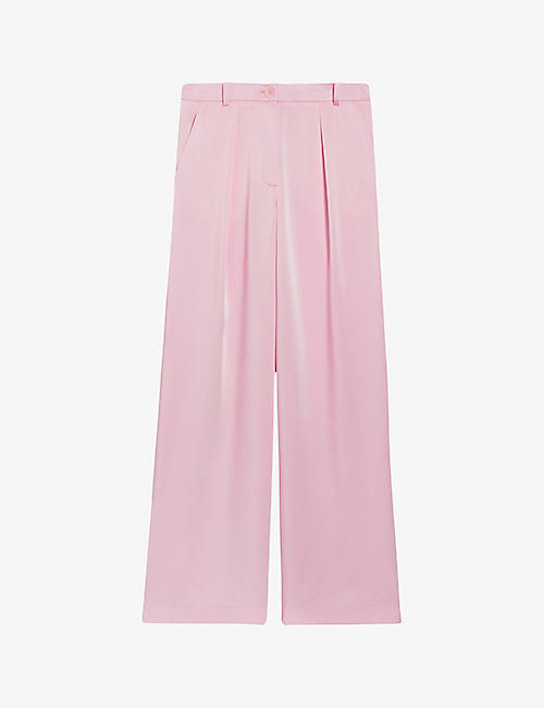 CLAUDIE PIERLOT: Pleated wide-leg mid-rise woven trousers