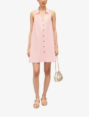 Shop Claudie Pierlot Women's Roses Riyu V-neck Linen-blend Mini Dress