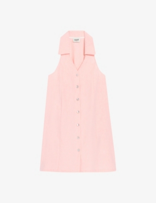 Shop Claudie Pierlot Women's Roses Riyu V-neck Linen-blend Mini Dress