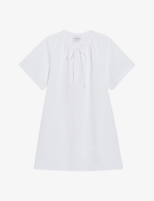 CLAUDIE PIERLOT: Textured self-tie stretch-cotton mini dress