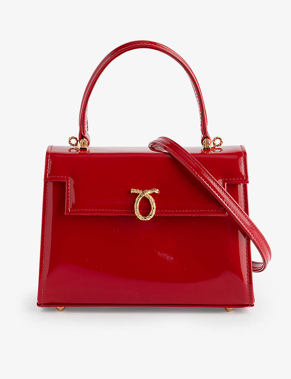 Launer Red Patent Judi Leather Top-handle Bag