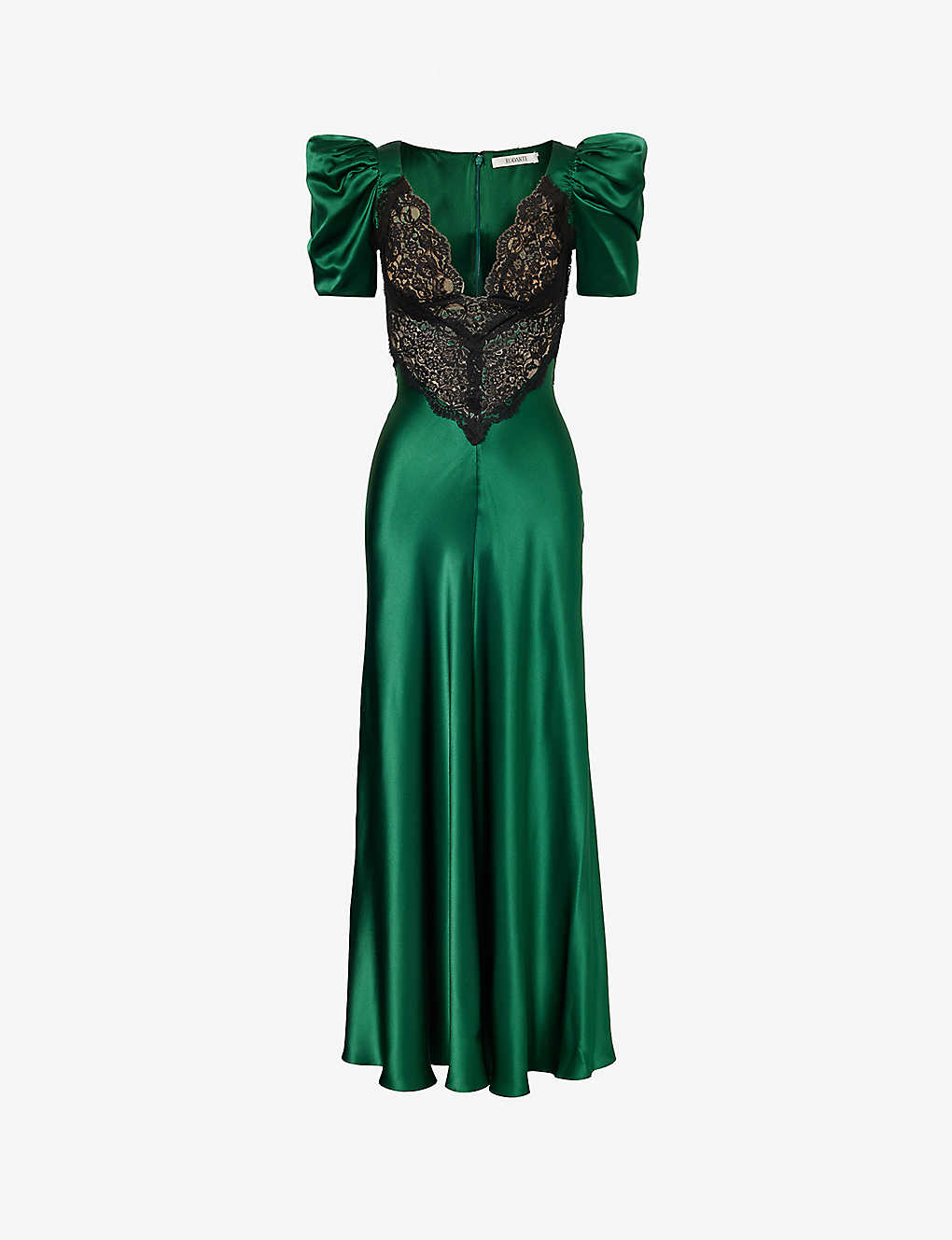Rodarte Womens Green Lace-panel V-neck Silk Maxi Dress