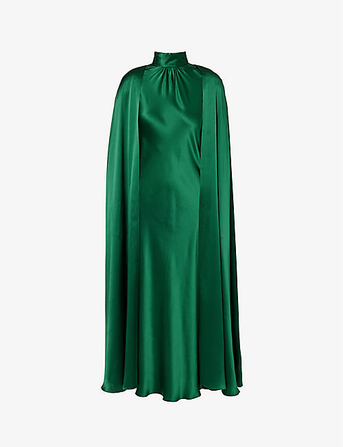 RODARTE: High-neck shoulder-pad silk maxi dress