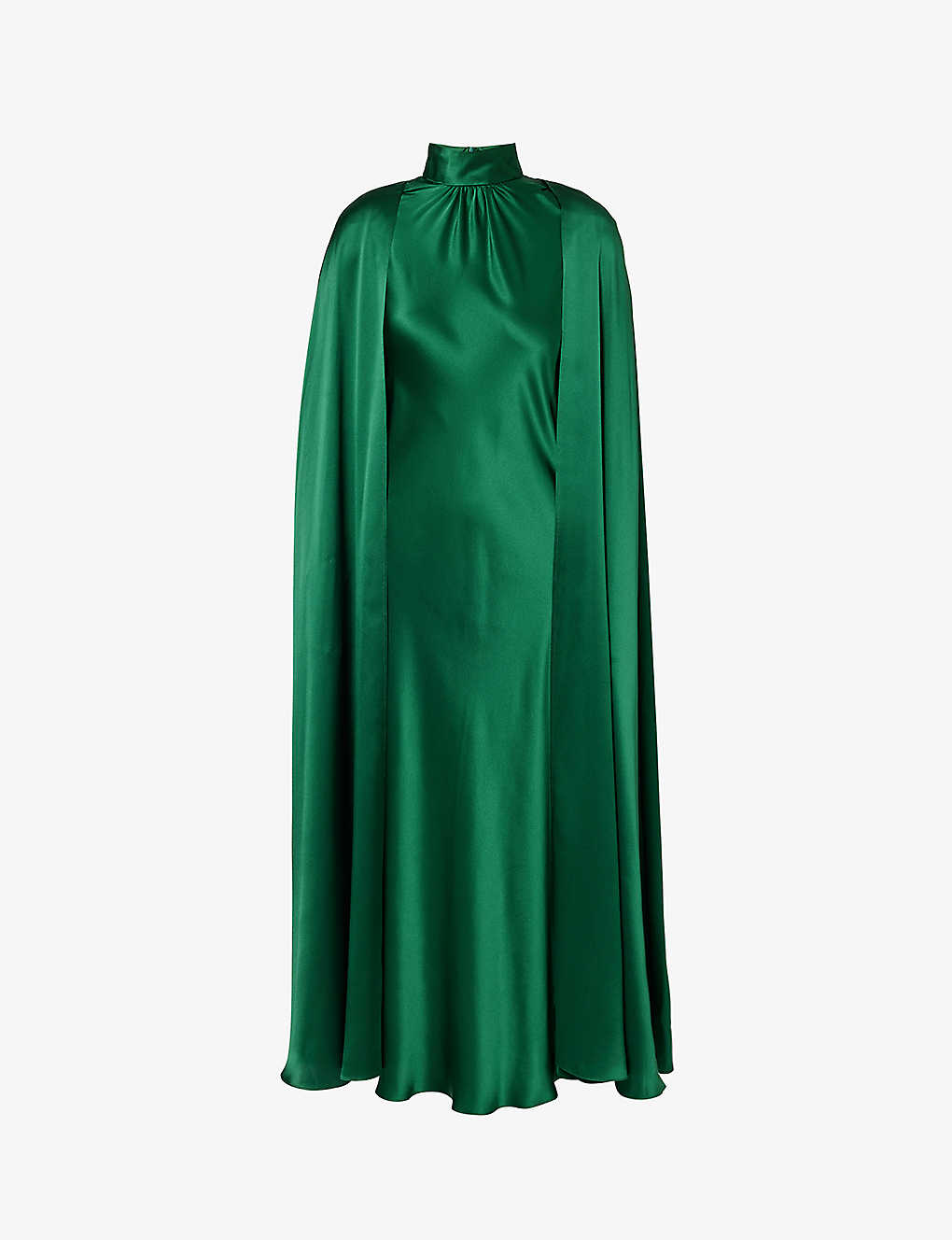 Rodarte Womens Green High-neck Shoulder-pad Silk Maxi Dress