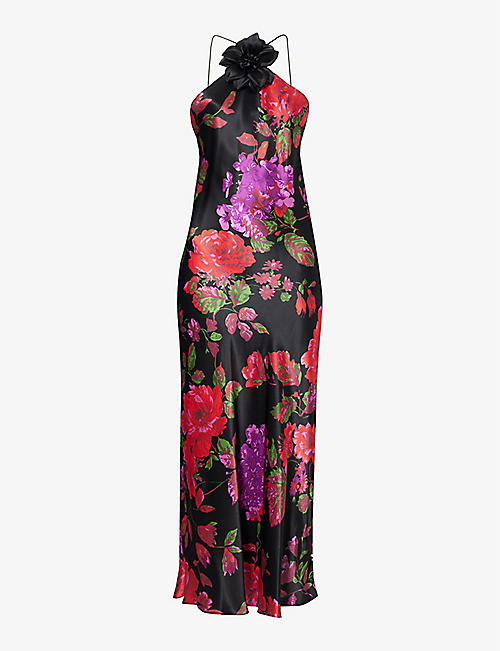 RODARTE: Floral-pattern sleeveless satin maxi dress