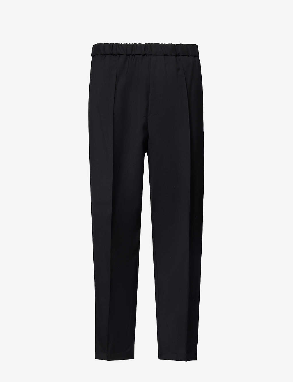 Jil Sander Mens Black Relaxed-fit Tapered Wool Trousers