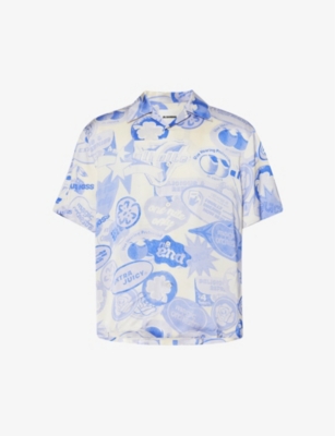JIL SANDER: Graphic-print relaxed-fit satin shirt