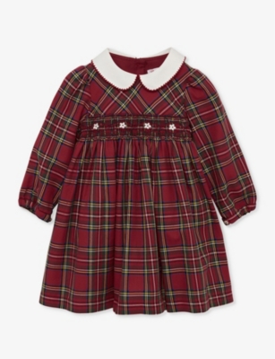 Trotters Girls Red Tartan Kids Charlotte Tartan Cotton Dress In Red Tartan