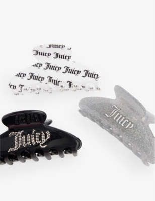 Shop Juicy Couture Womens Multi Brand-print Pack Of Three Acetate Hair Clips