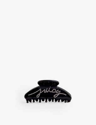 Juicy Couture Womens Black Brand-print Acetate Hair Clip