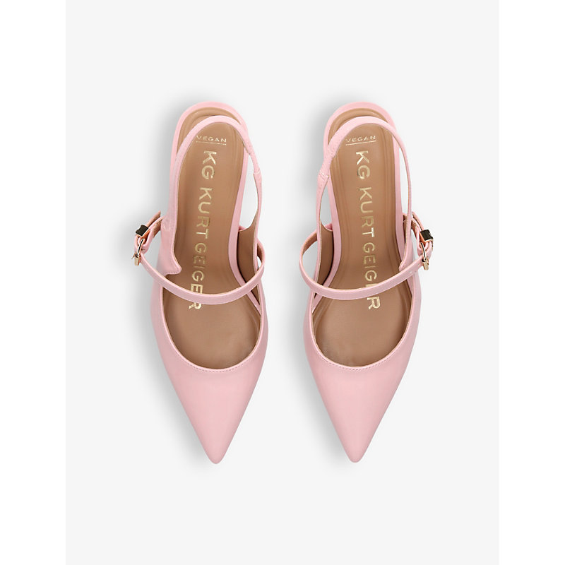 Shop Kg Kurt Geiger Alina Logo-buckle Patent Faux-leather Heeled Courts In Pink