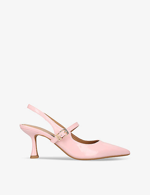 KG KURT GEIGER: Alina logo-buckle patent faux-leather heeled courts