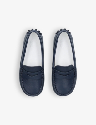 Shop Tod's Tods Boys Navy Kids' Nuovo Gommini Penny-bar Leather Driving Shoes