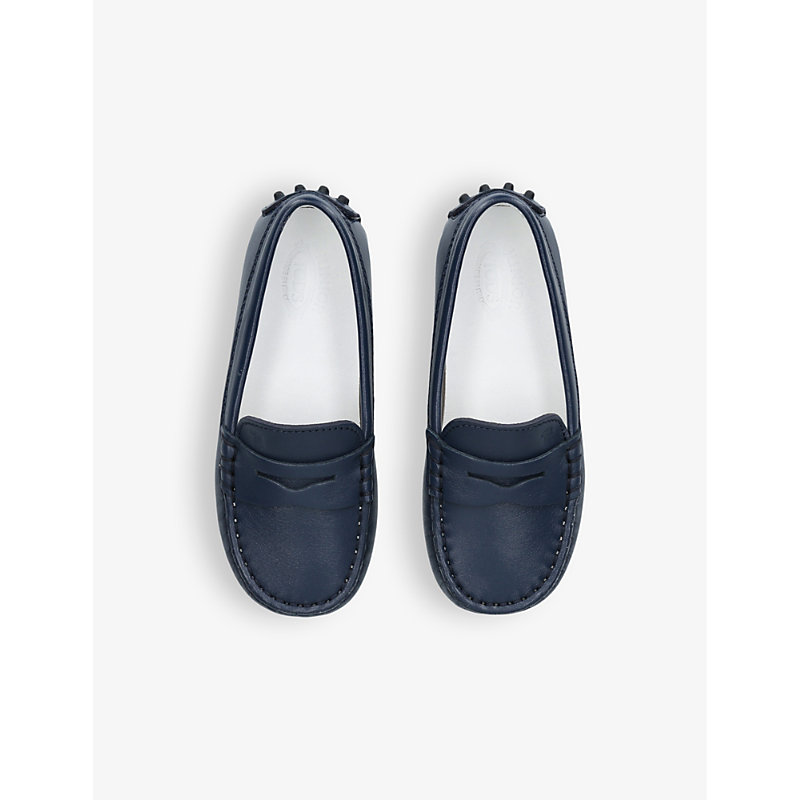 Shop Tod's Tods Boys Navy Kids' Nuovo Gommini Penny-bar Leather Driving Shoes