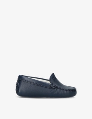 Shop Tod's Tods Navy Baby Gommini Leather Driving Shoes