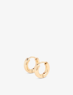 Shop Whistles Womens Gold Classic Huggie Brass Hoop Earrings