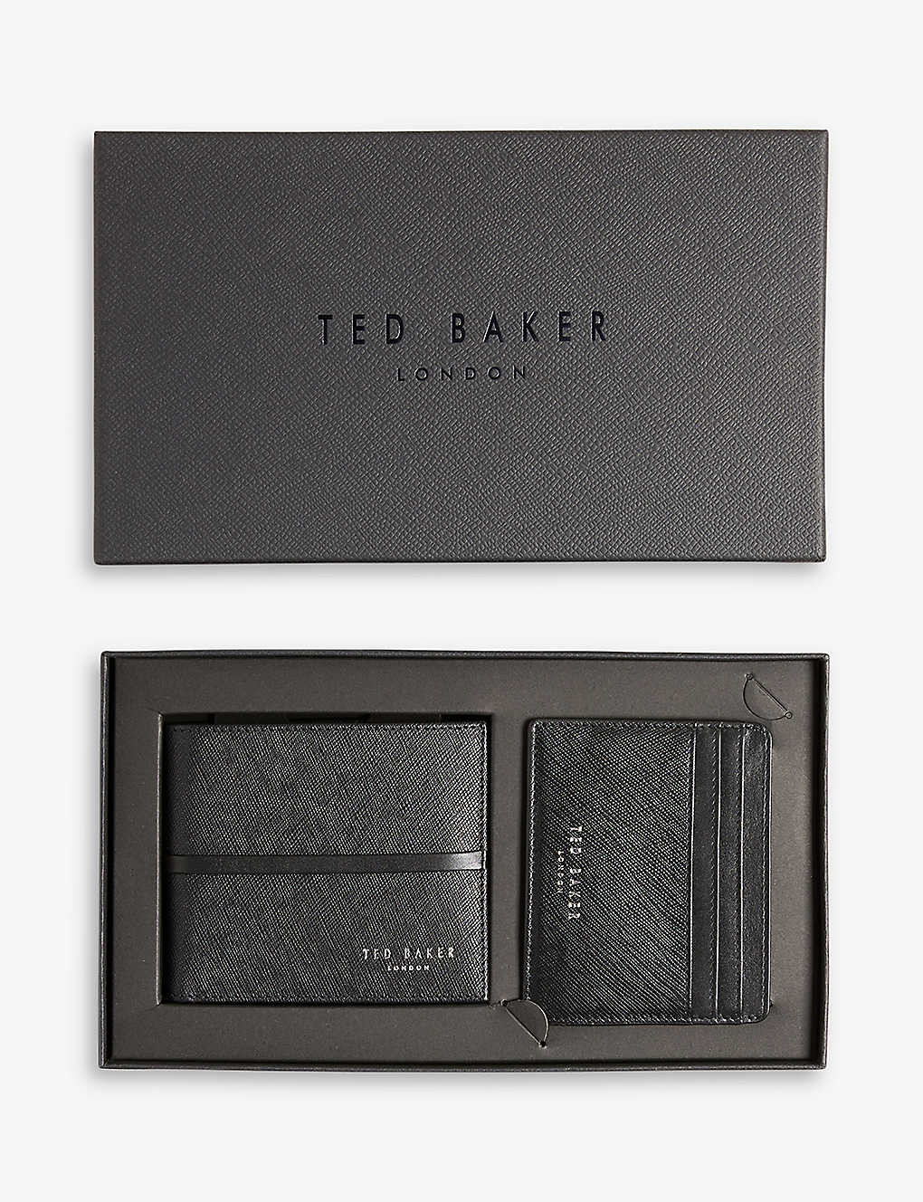 Ted Baker Black Saunder Logo-embossed Leather Wallet And Cardholder Set