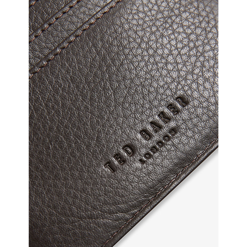 Shop Ted Baker Brn-choc Evet Striped Leather Card Holder