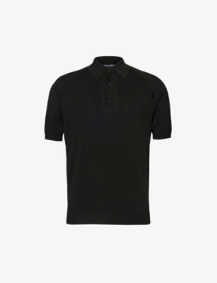 Dolce & Gabbana Mesh-panel Knitted Polo Shirt In Black