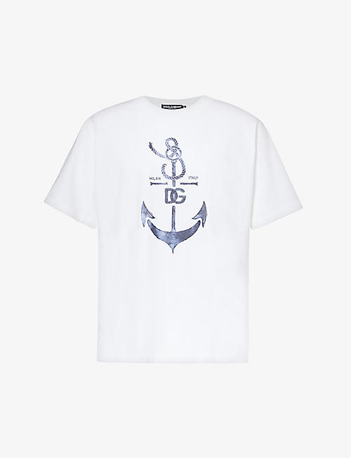 DOLCE & GABBANA: Anchor graphic-print cotton-jersey T-shirt