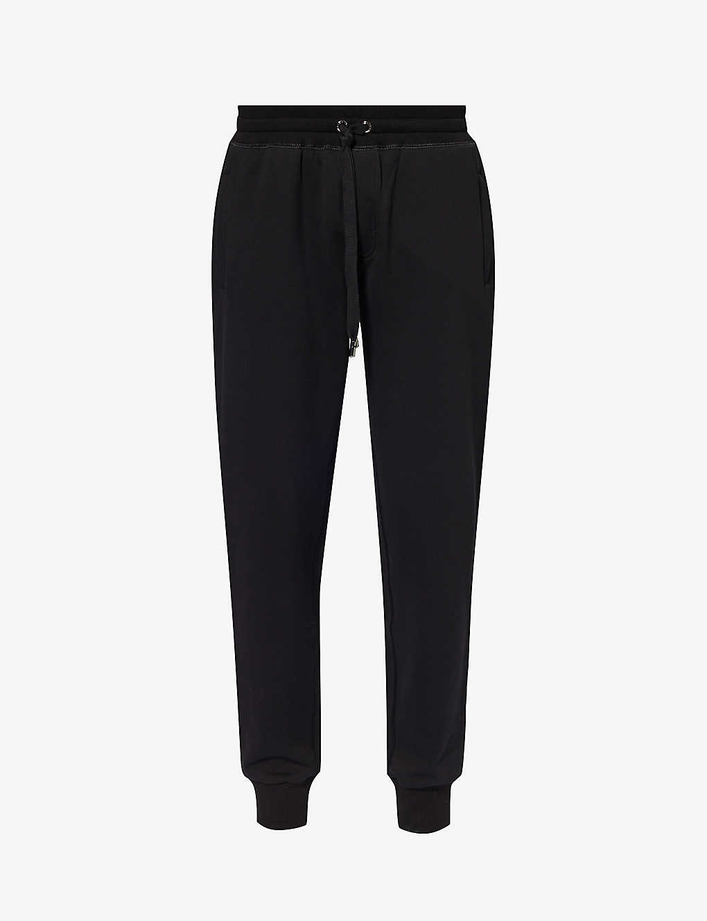 Shop Dolce & Gabbana Men's Black Brand-print Tapered-leg Cotton-jersey Jogging Bottoms