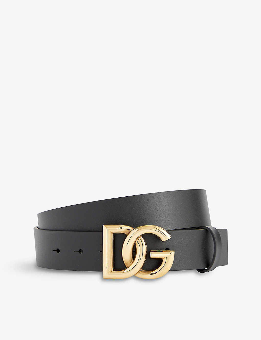 Dolce & Gabbana Logo-buckle Leather Belt In Black Gold
