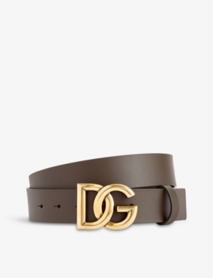 DOLCE & GABBANA: Logo-buckle leather belt