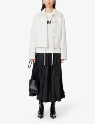 Shop Jil Sander Women's Coconut Boxy-fit Drawstring-hem Cotton Jacket