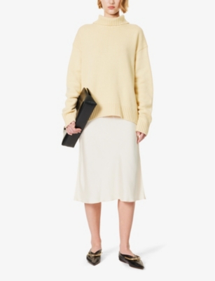 Shop Jil Sander Women's Light Pastel Yellow Turtleneck Relaxed-fit Cashmere-blend Jumper