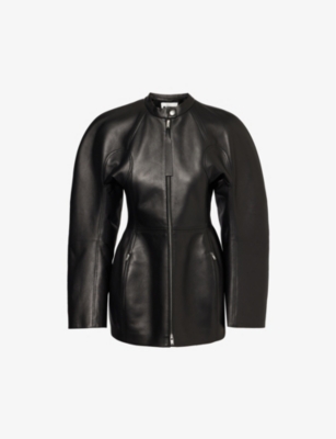 JIL SANDER: Cinched-waist zipped-pocket leather jacket