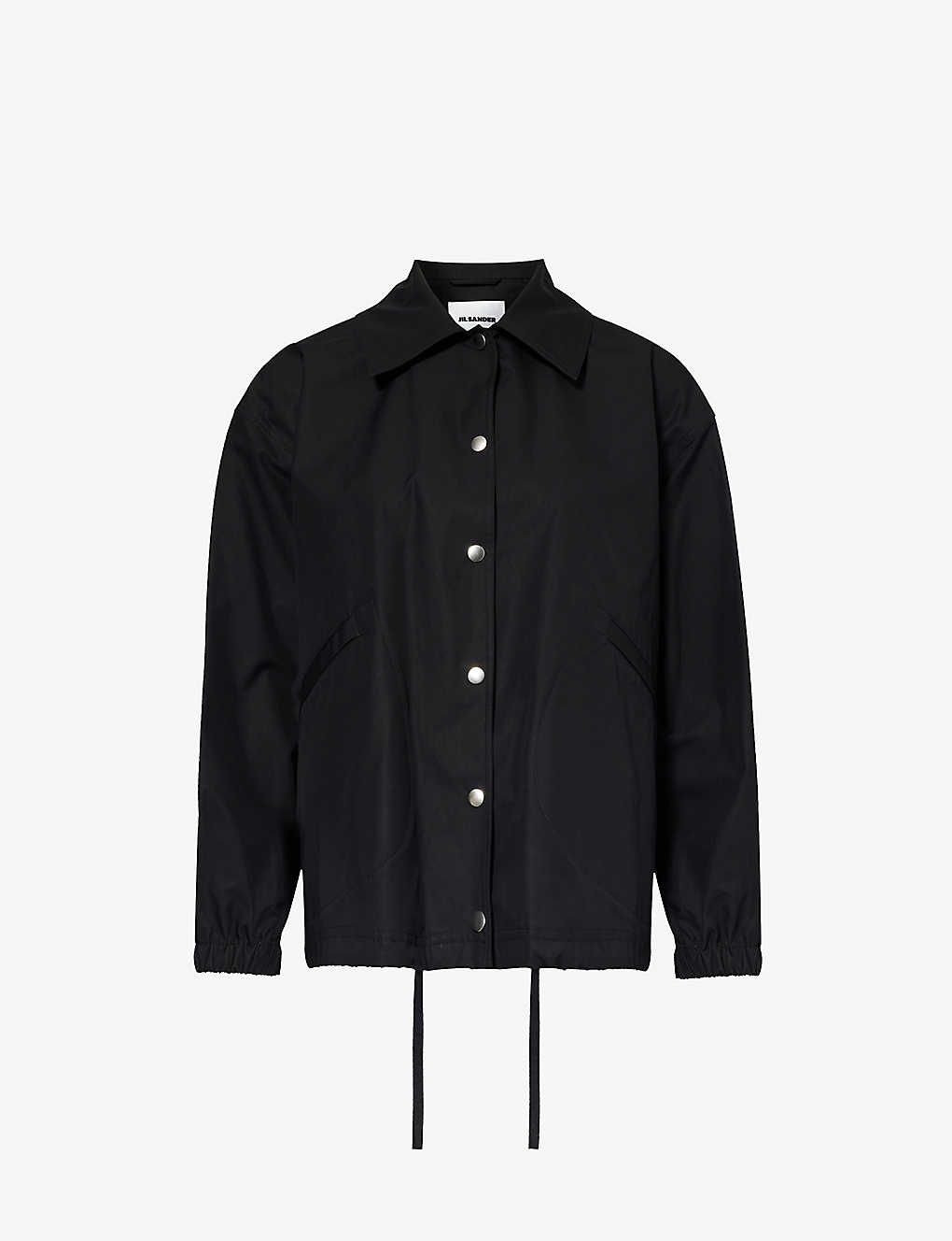 Jil Sander Womens Black Boxy-fit Drawstring-hem Cotton Jacket