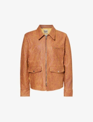 Gallery Dept. Gallery Dept Mens Tan Brand-patch Contrast-stitched Leather Jacket
