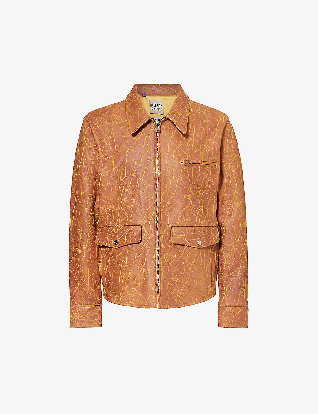 Gallery Dept. Gallery Dept Mens Tan Brand-patch Contrast-stitched Leather Jacket