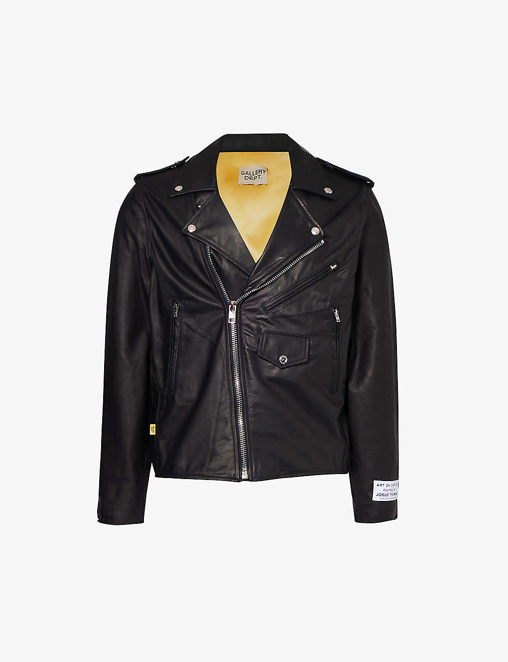 Shop Gallery Dept. Gallery Dept Men's Black Brand-patch Notched-lapel Leather Jacket