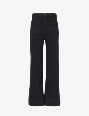 Jeanerica Womens Black 2 Weeks St Monica Flared-leg High-rise Organic Denim-blend Jeans