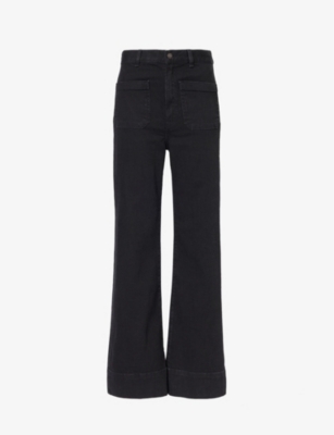 Jeanerica Womens Black 2 Weeks St Monica Flared-leg High-rise Organic Denim-blend Jeans In Black