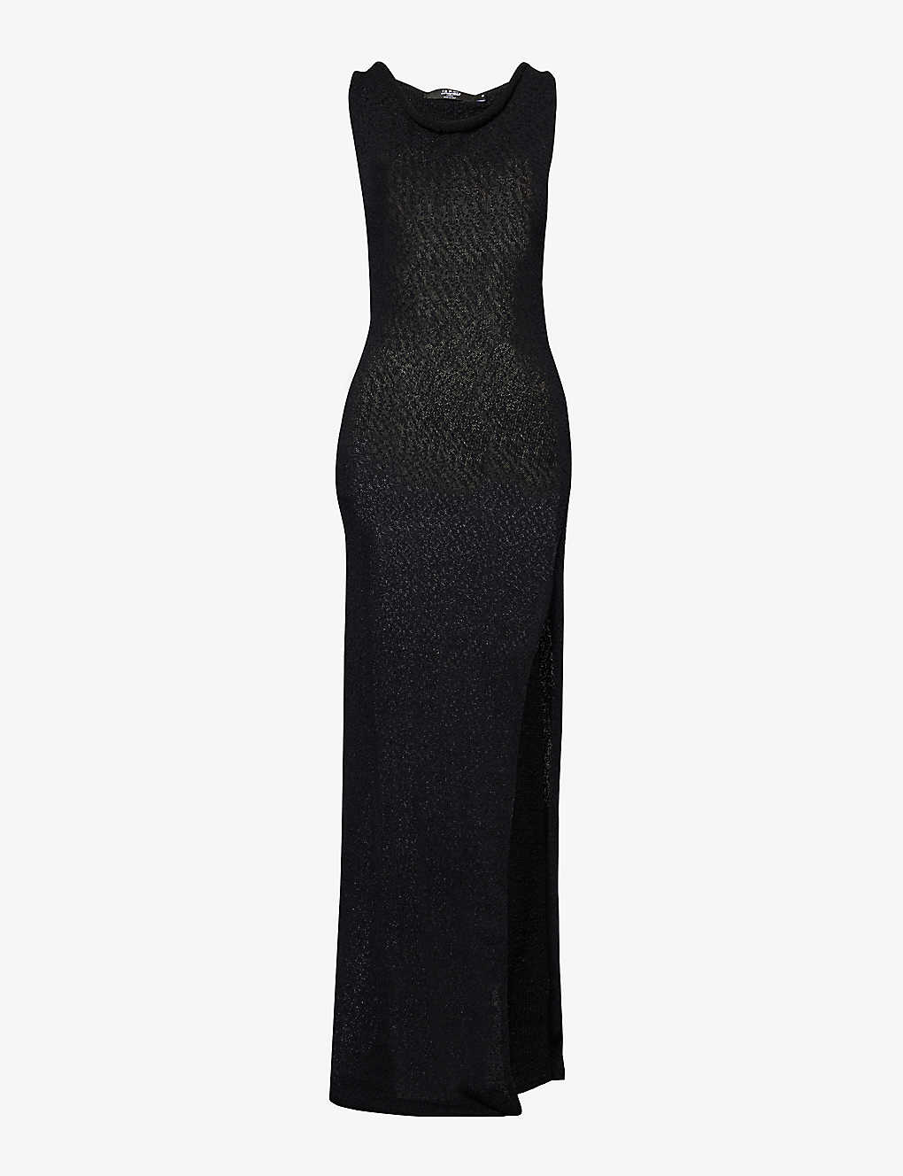 Jaded London Womens Black Ghost Split-hem Knitted Maxi Dress