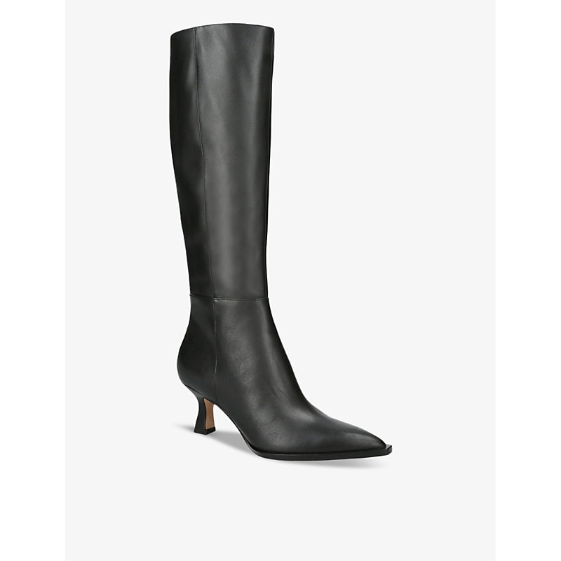 Shop Dolce Vita Womens Black Auggie Leather Heeled Knee-high Boots