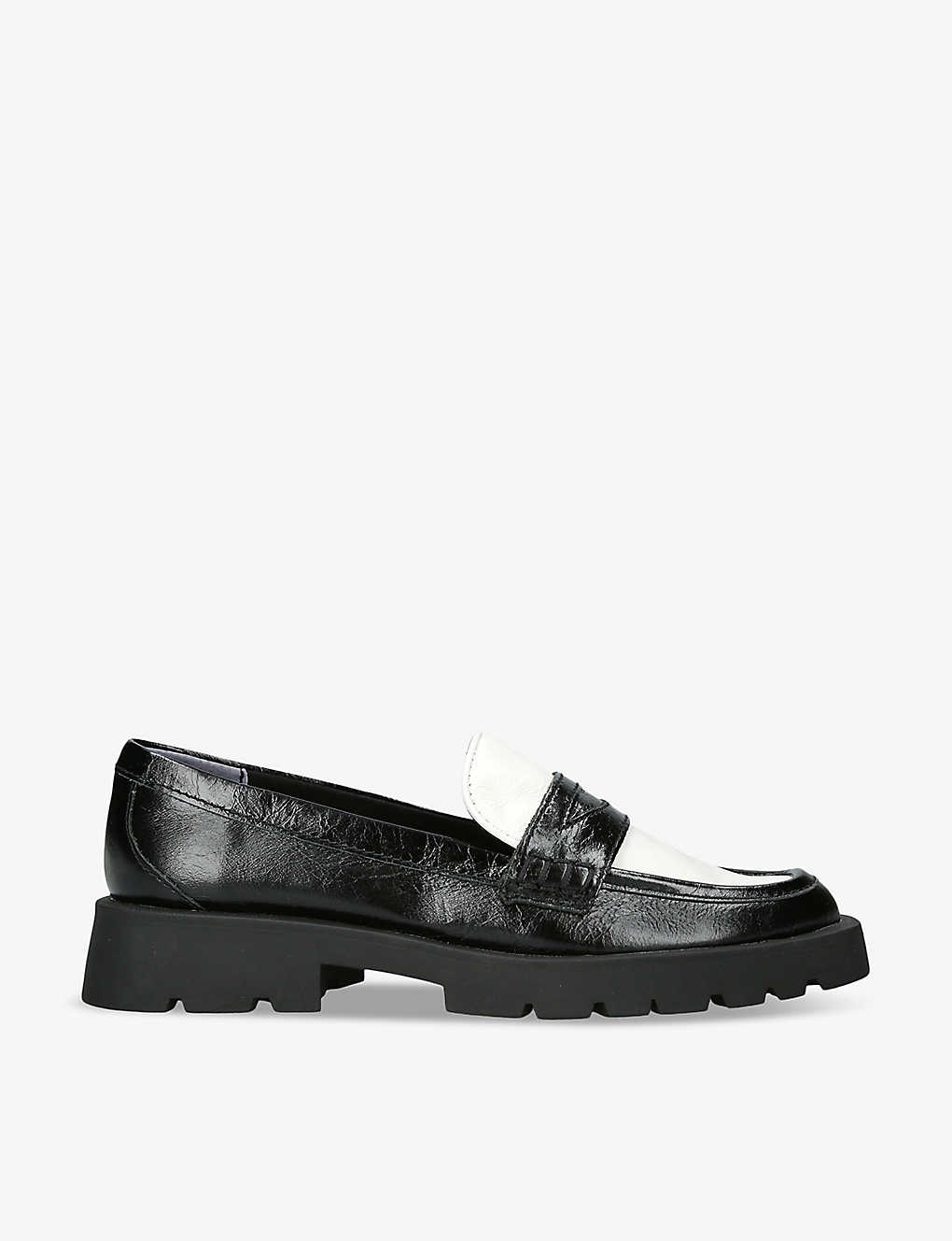 Dolce Vita Elias Chunky-sole Leather Loafers In Blk/white