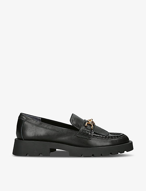 DOLCE VITA: Erna chain-embellished fringed leather loafers