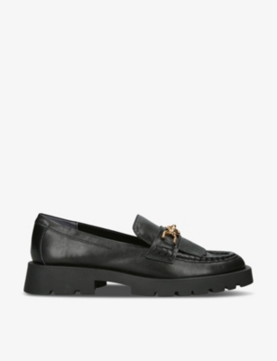 Shop Dolce Vita Women's Black Erna Chain-embellished Fringed Leather Loafers