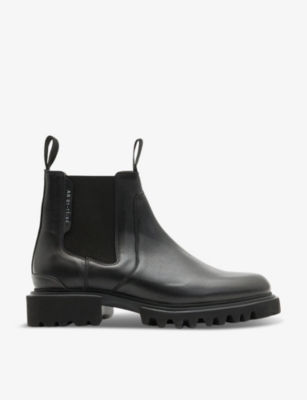 ALLSAINTS Ada logo tag flat leather ankle boots Selfridges
